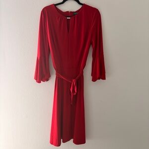 Lauren Ralph Lauren Red Bell Sleeve Midi Dress Size 14 ❤️